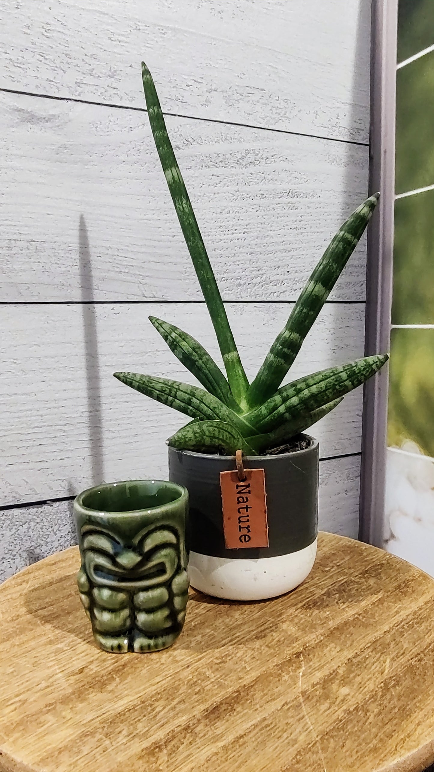 Green Ceramic Tiki Glass