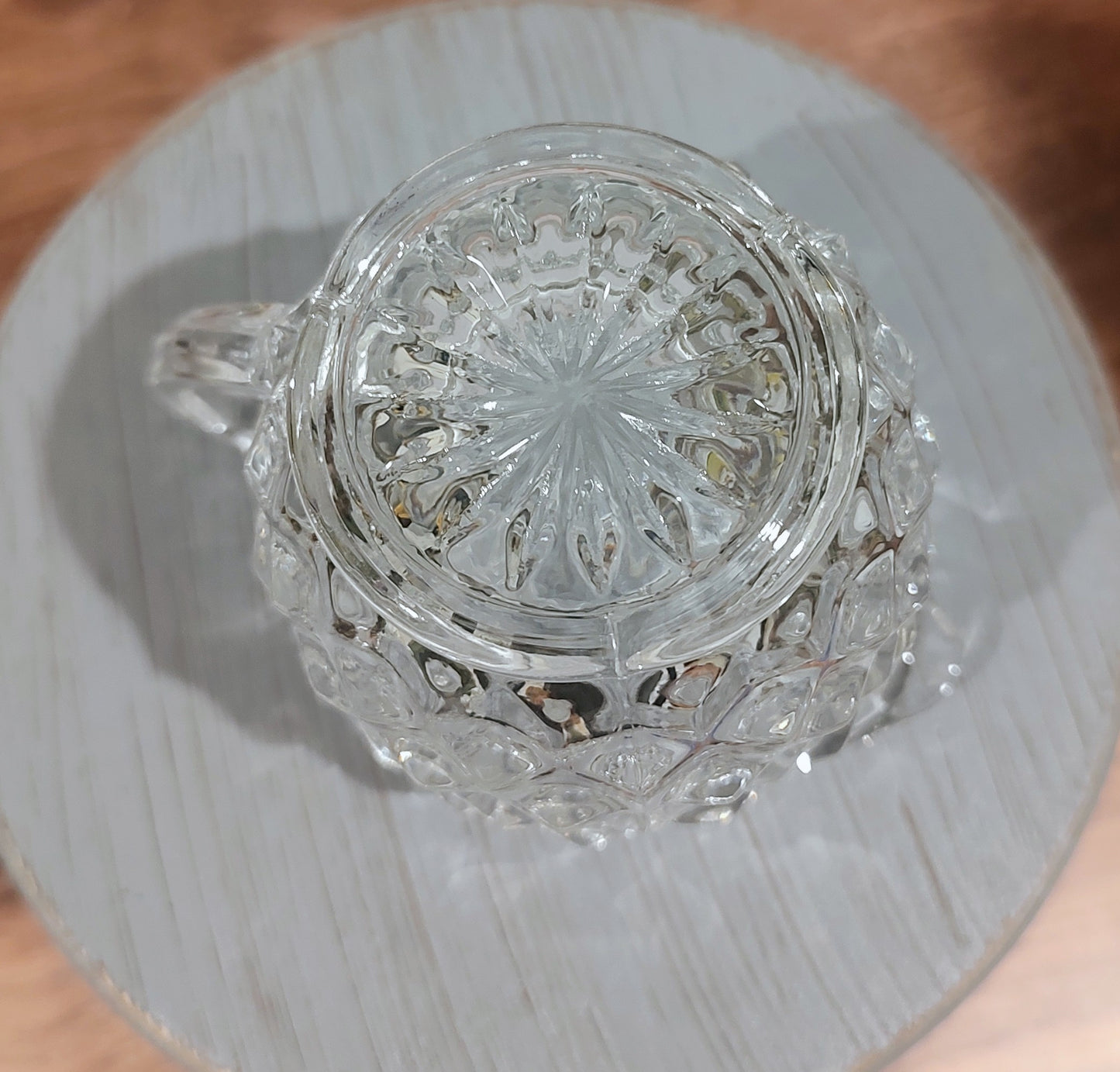 Mini Fostoria Cube Diamond Glass Creamer