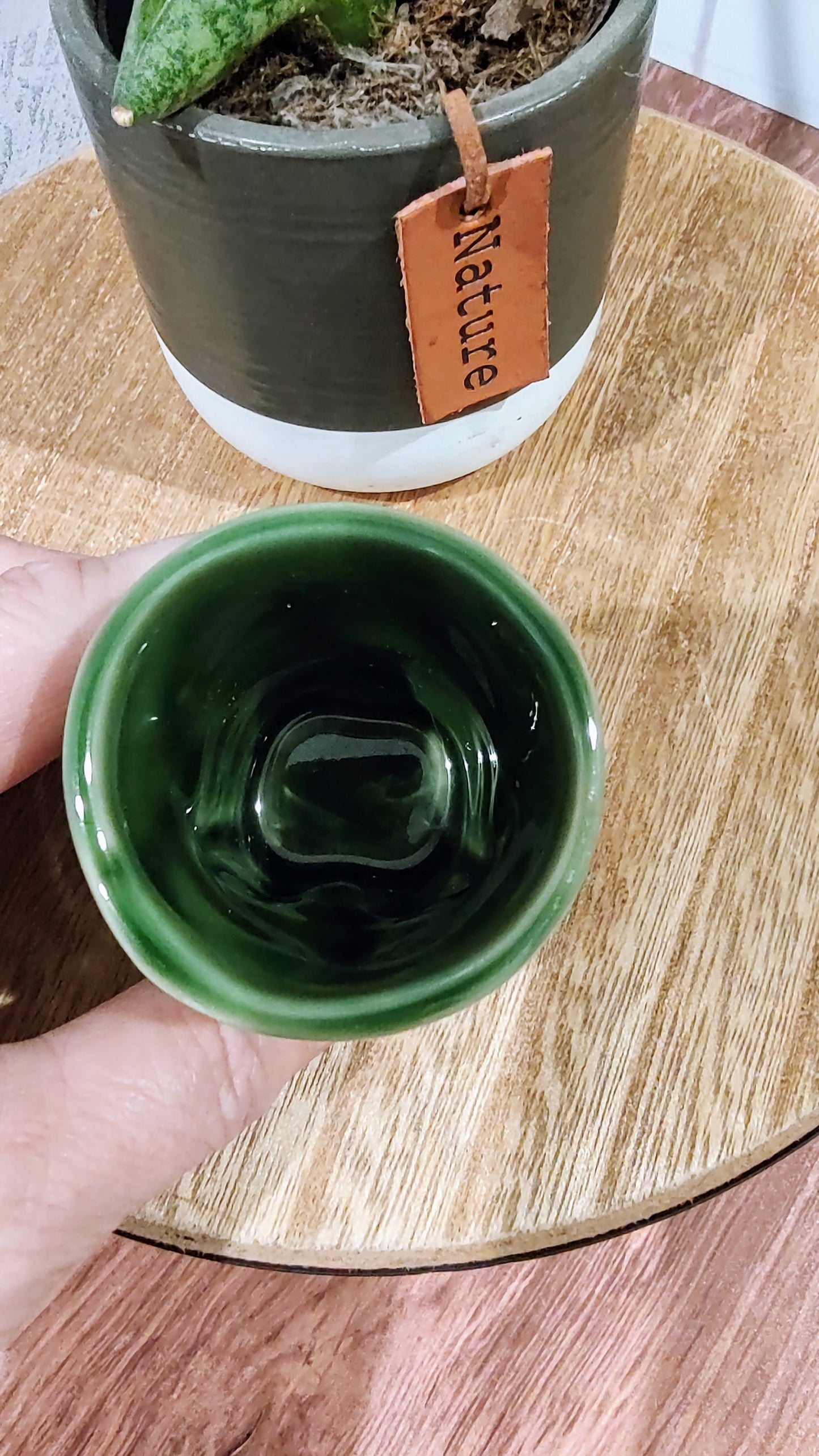 Green Ceramic Tiki Glass