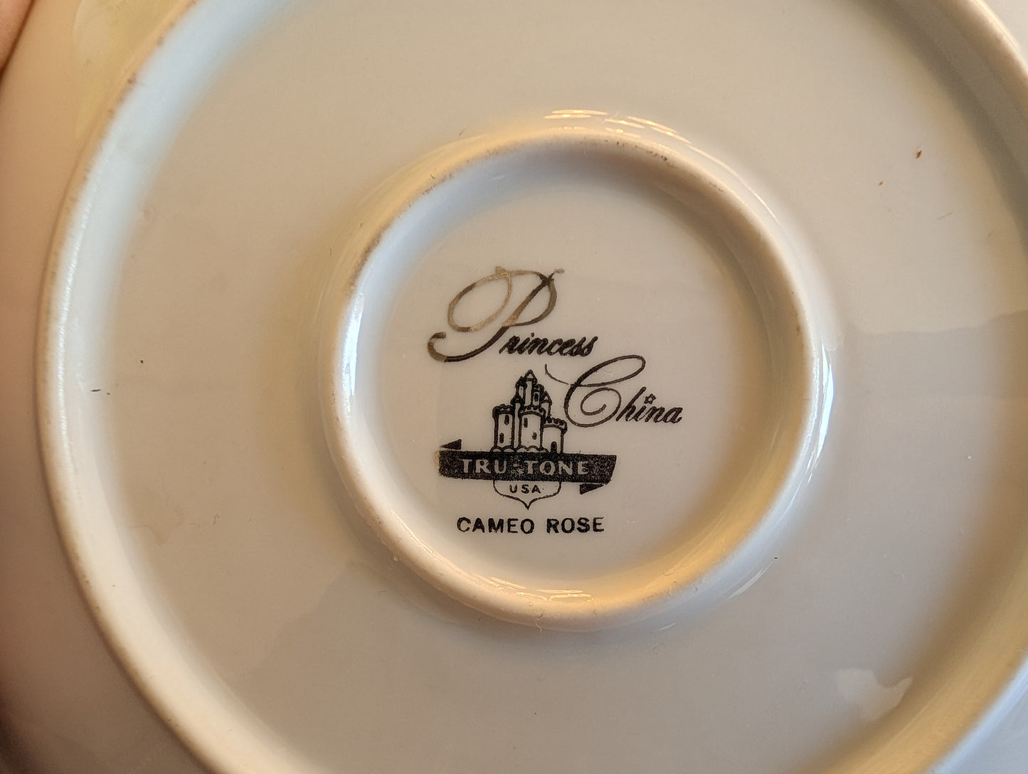 Cameo Rose Soup Bowl/Gravy Boat with Attached Plate