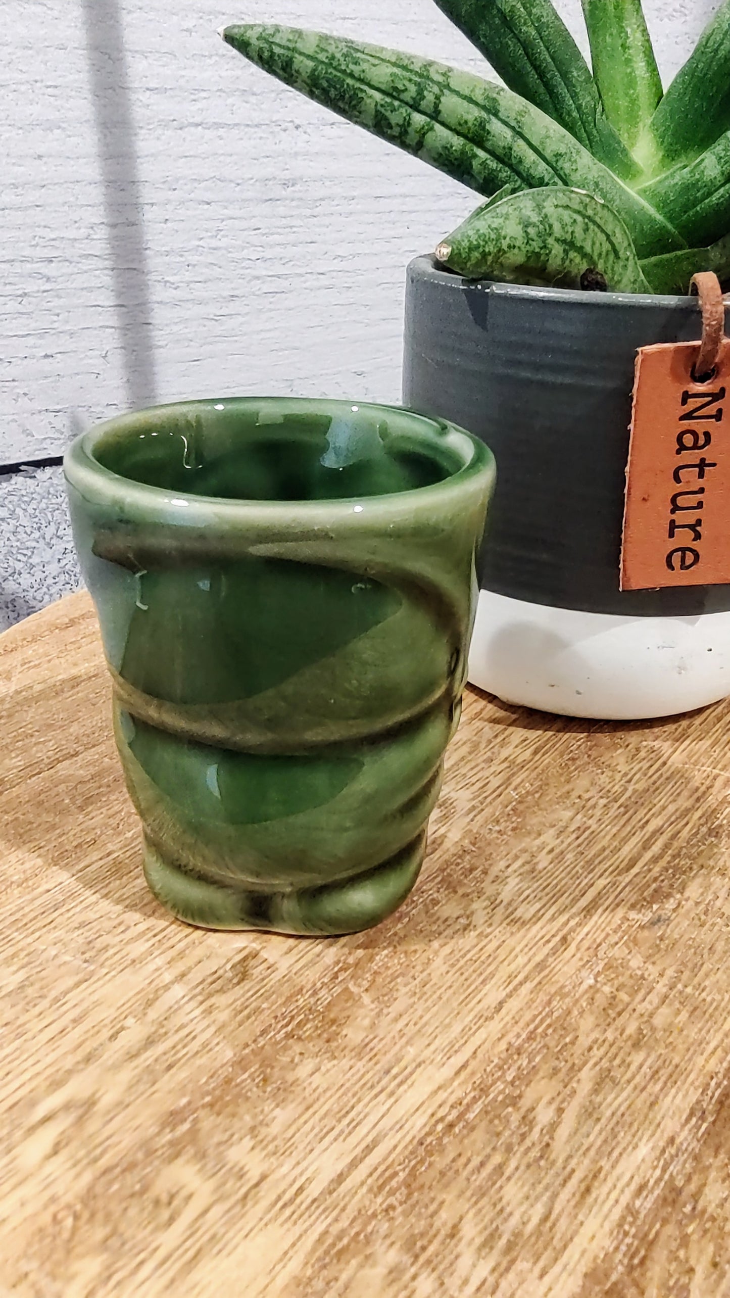 Green Ceramic Tiki Glass