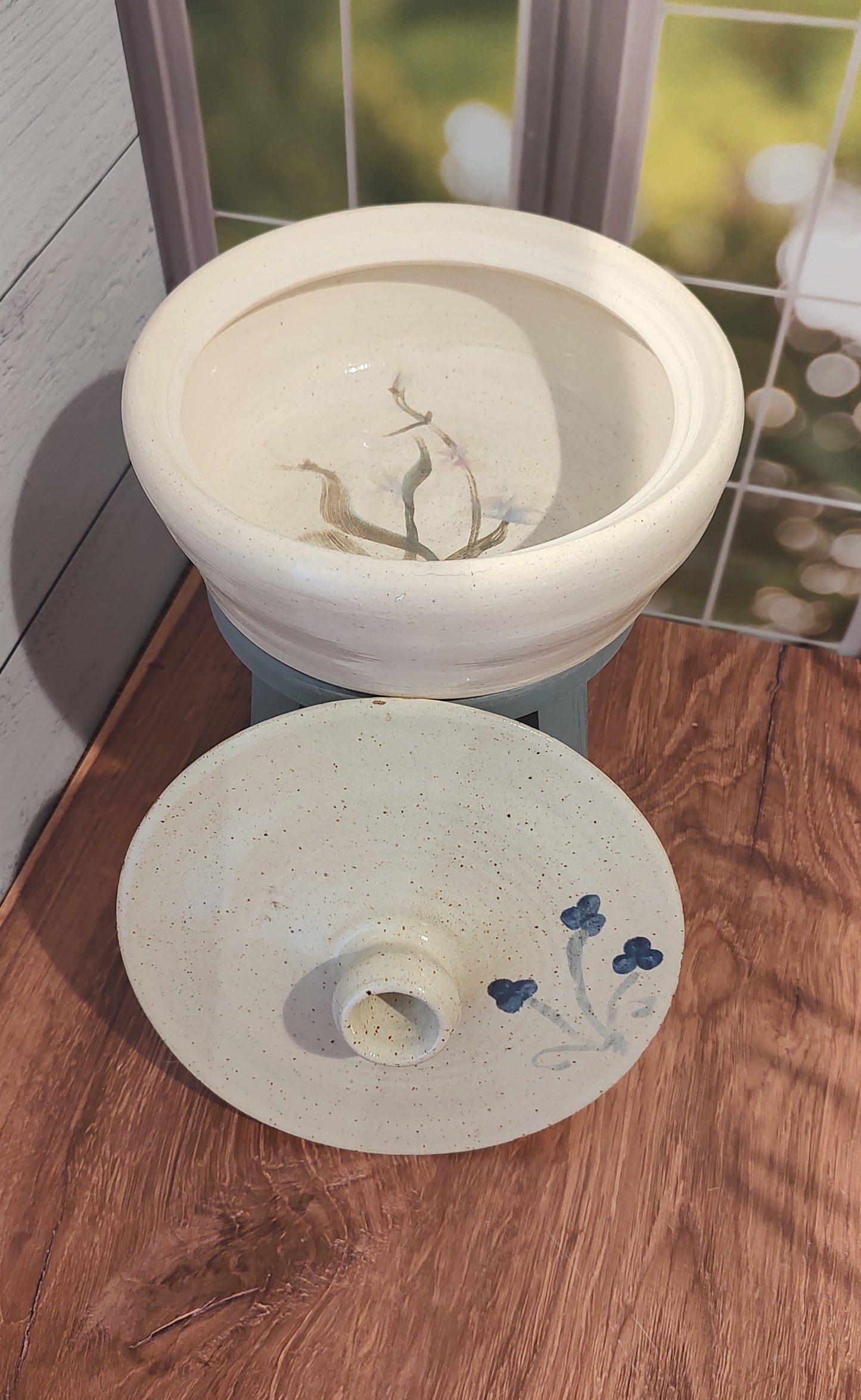 Hand Thrown/Hand Painted Hobbyist Pottery Dish with Lid