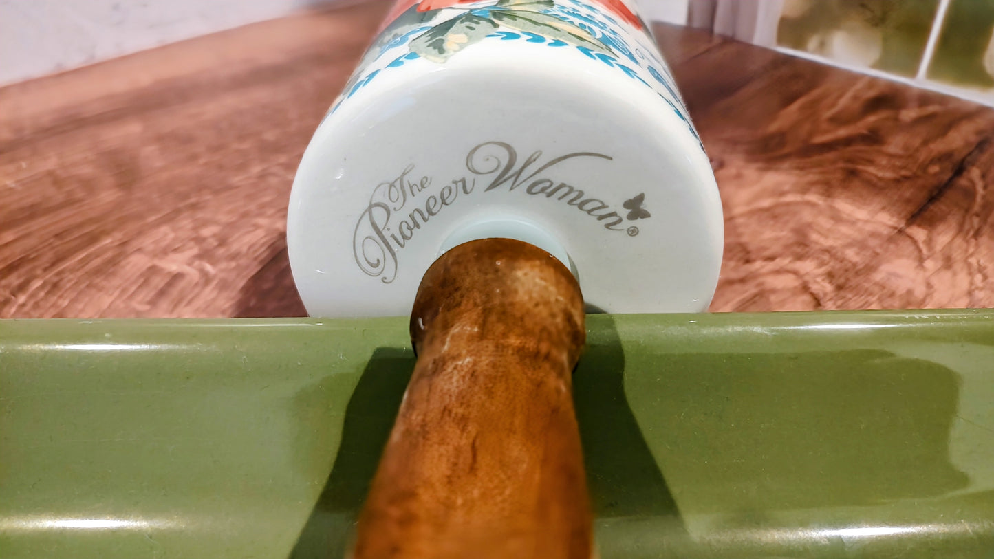 Pioneer Woman Retired Floral Ceramic Rolling Pin