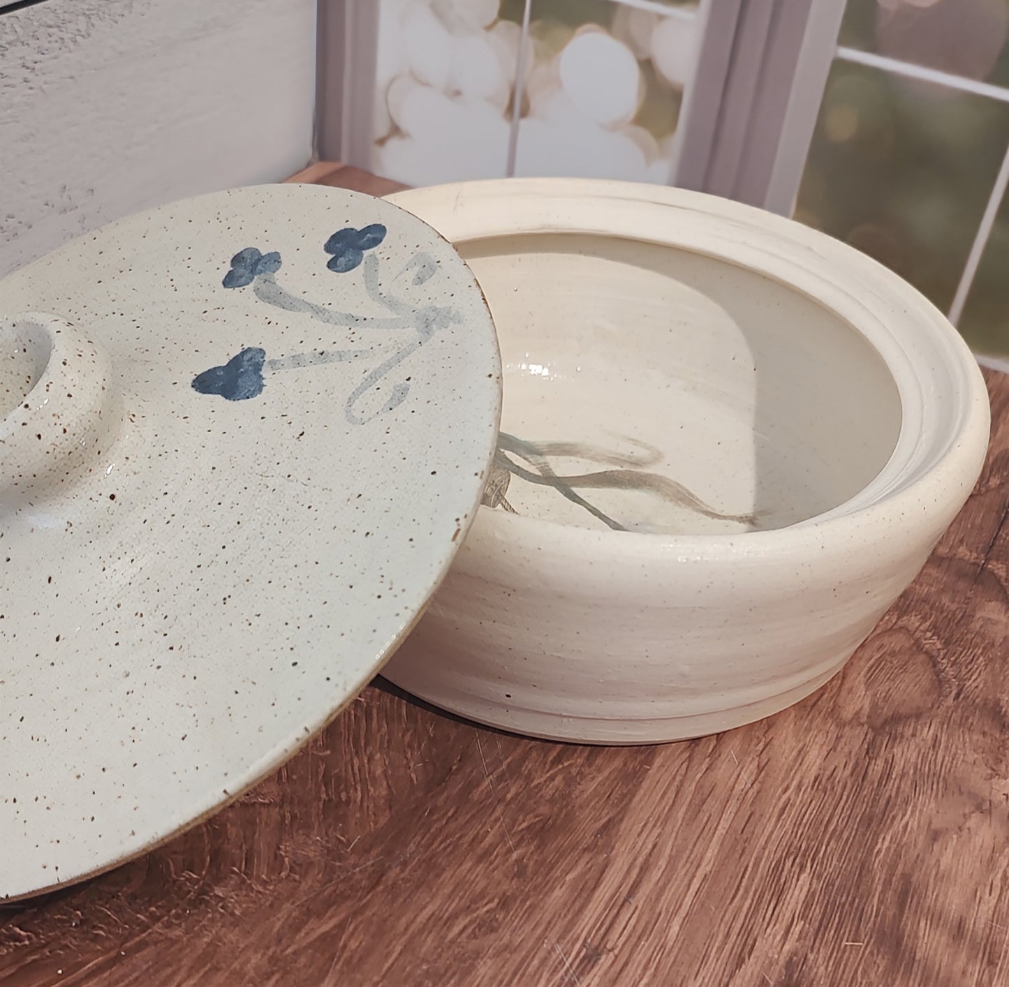 Hand Thrown/Hand Painted Hobbyist Pottery Dish with Lid