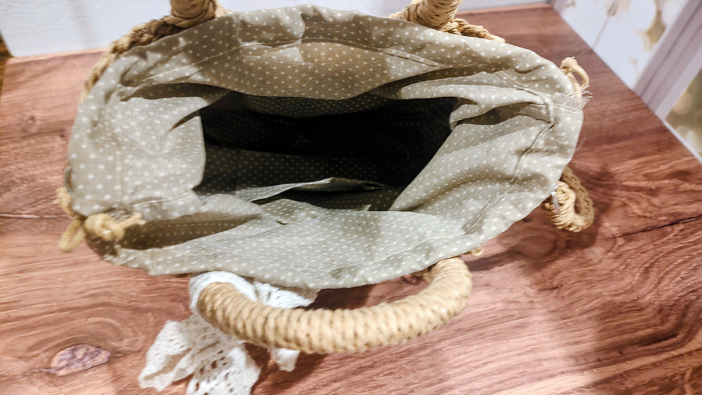 Half Moon Straw Rattan Hand bag