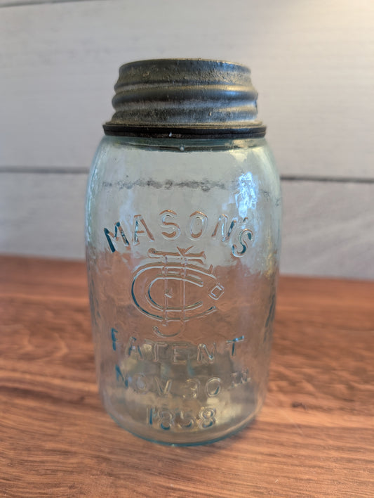 Antique Mason CFJ Co Midget Small Mouth Canning Jar
