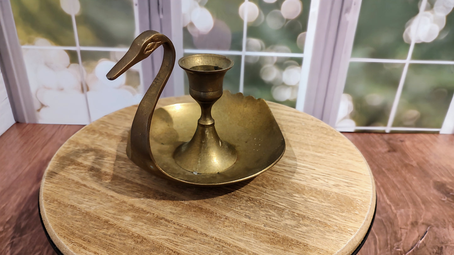 Brass Swan Candle Holder