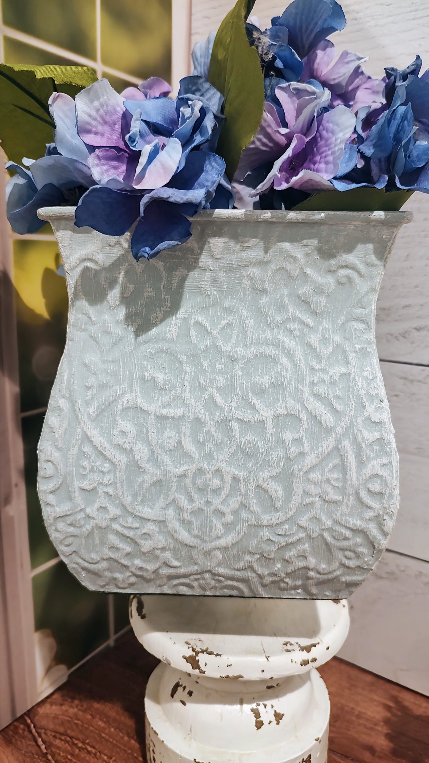 Metal Planter with Floral