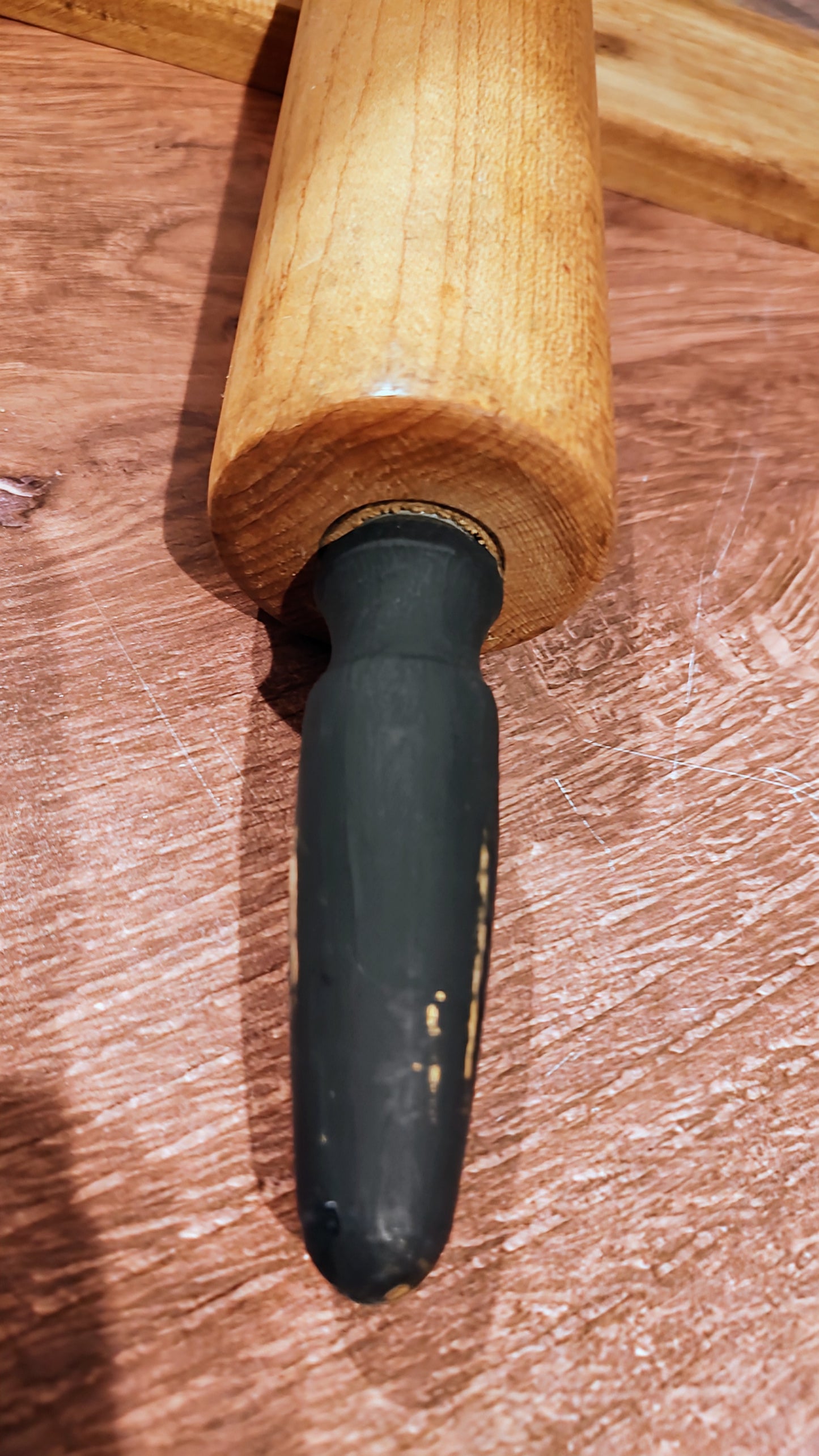 Vintage Rolling Pin with Black Handles