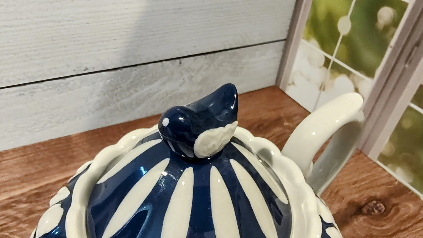 Blue and White Floral Tea Pot from Cracker Barrel