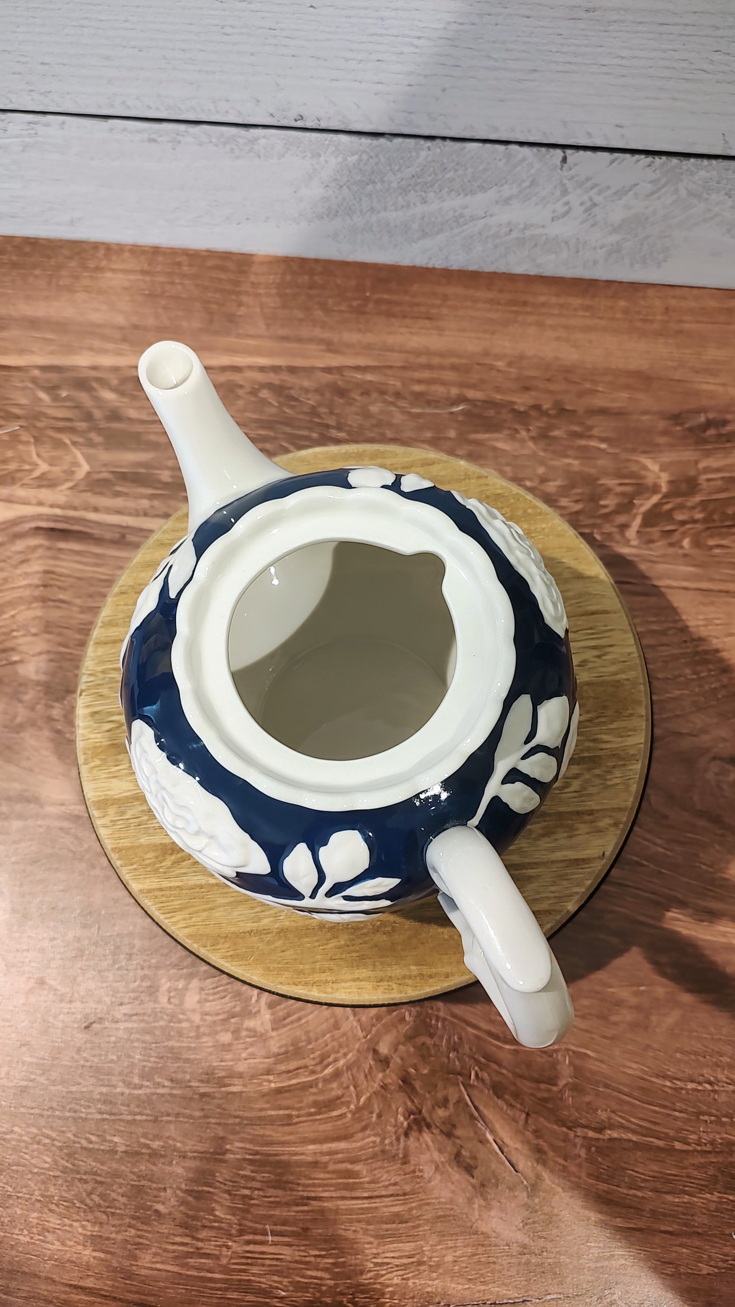 Blue and White Floral Tea Pot from Cracker Barrel