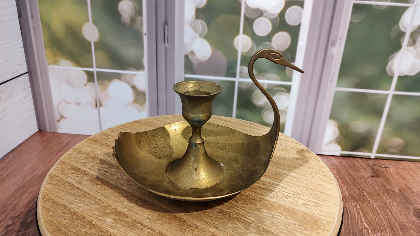 Brass Swan Candle Holder