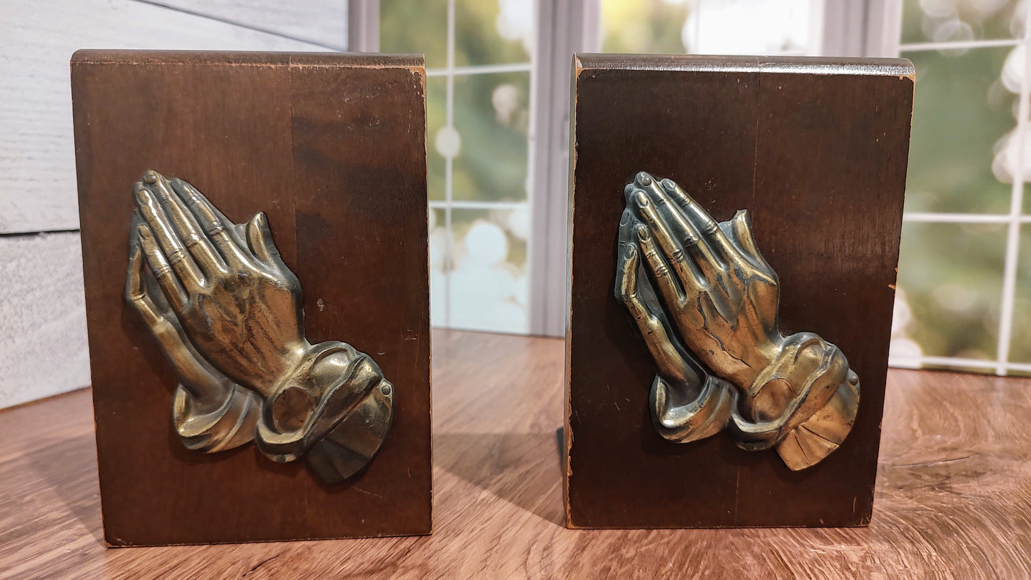 Vintage Praying Hands Bookends
