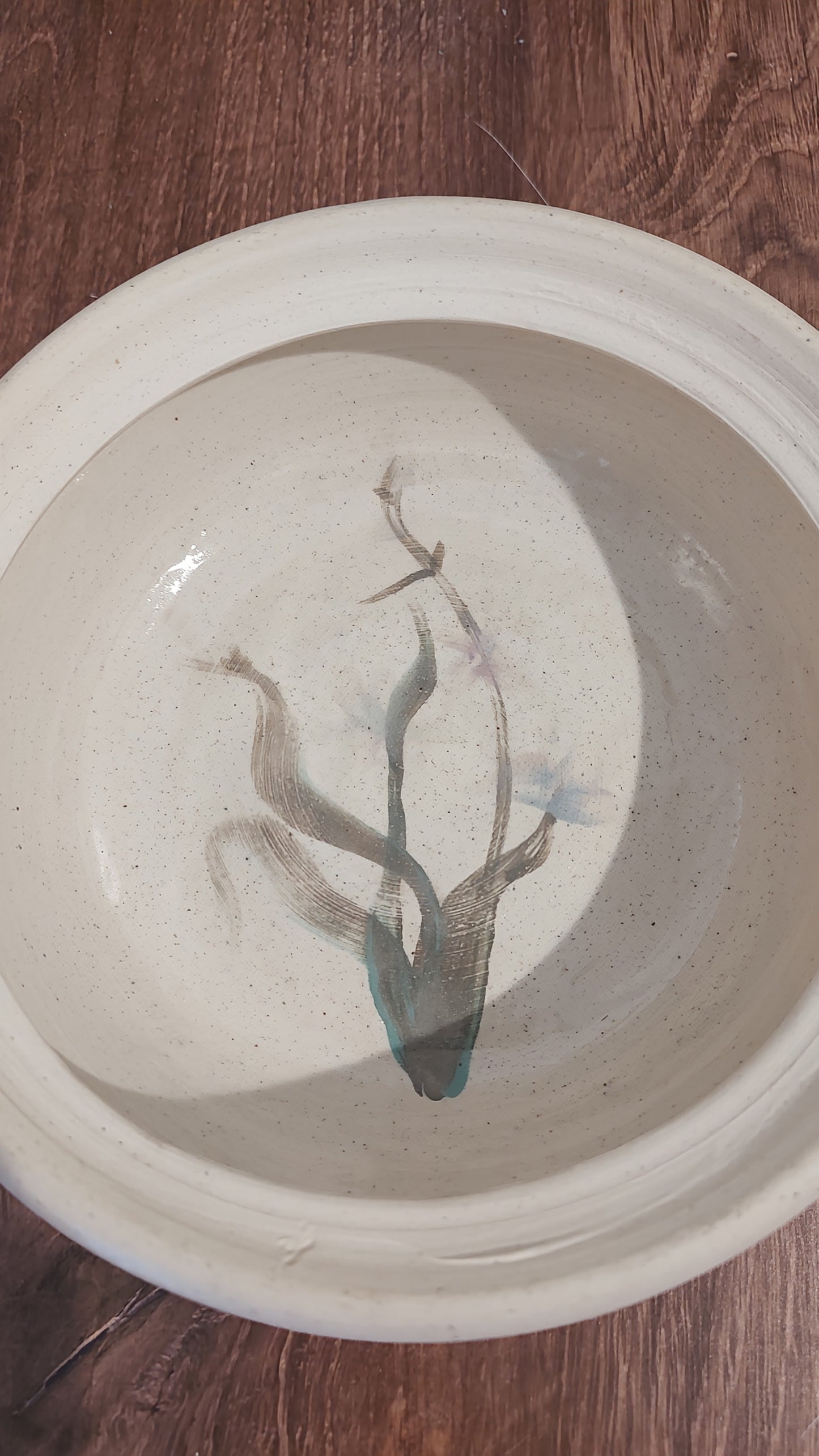 Hand Thrown/Hand Painted Hobbyist Pottery Dish with Lid