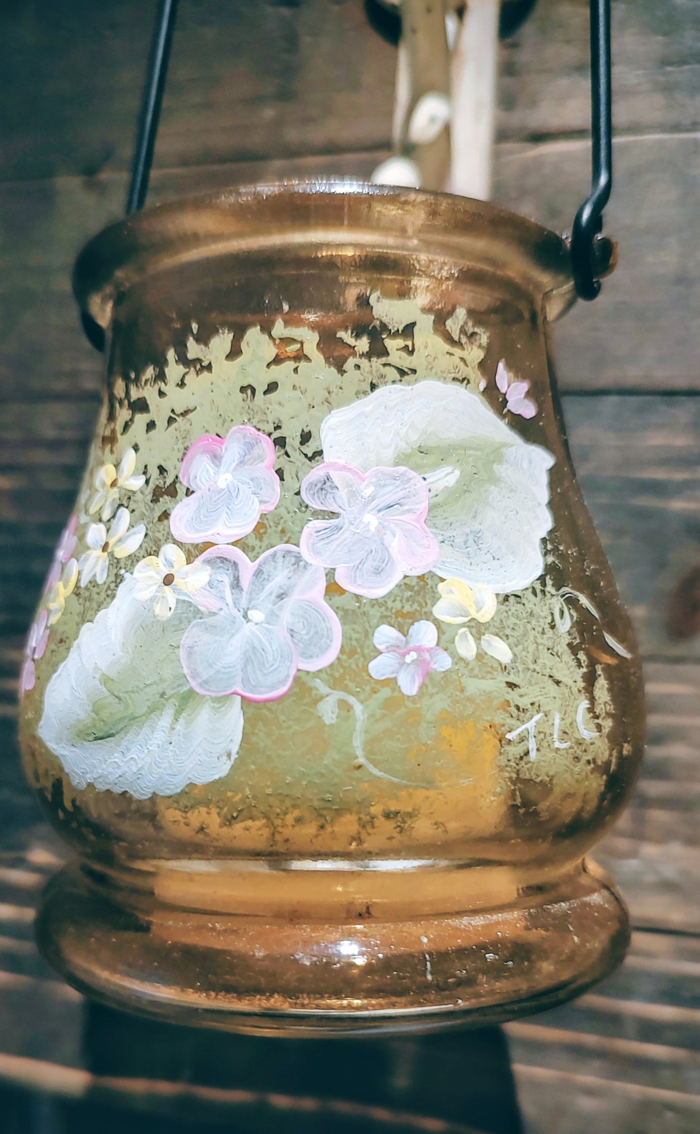 Repurposed Wood Sign Hand Painted Lantern Holder