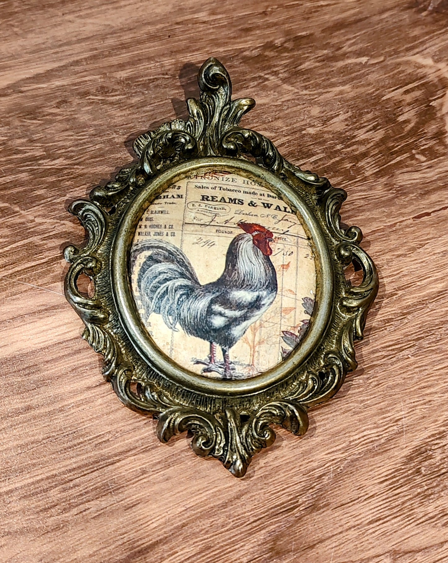 Vintage Mini Gold Frame with Chicken