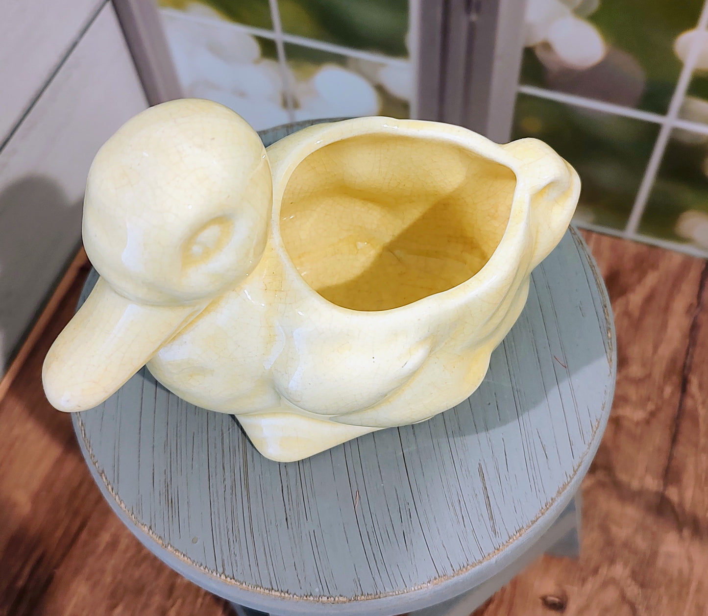 Vintage Yellow Duck Planter