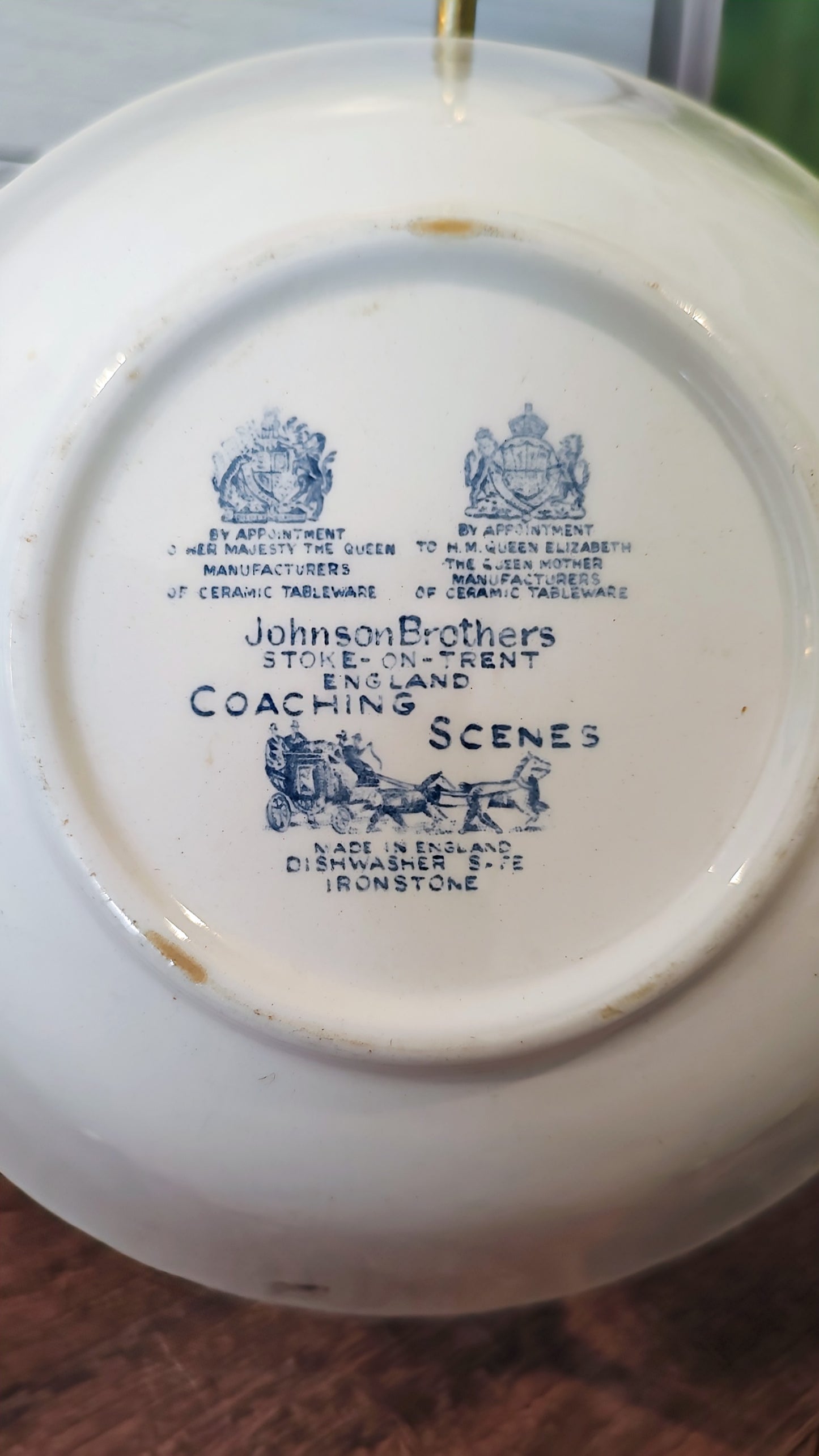 Johnson Bros Coaching Scenes Blue & White Ironstone Serving Bowl
