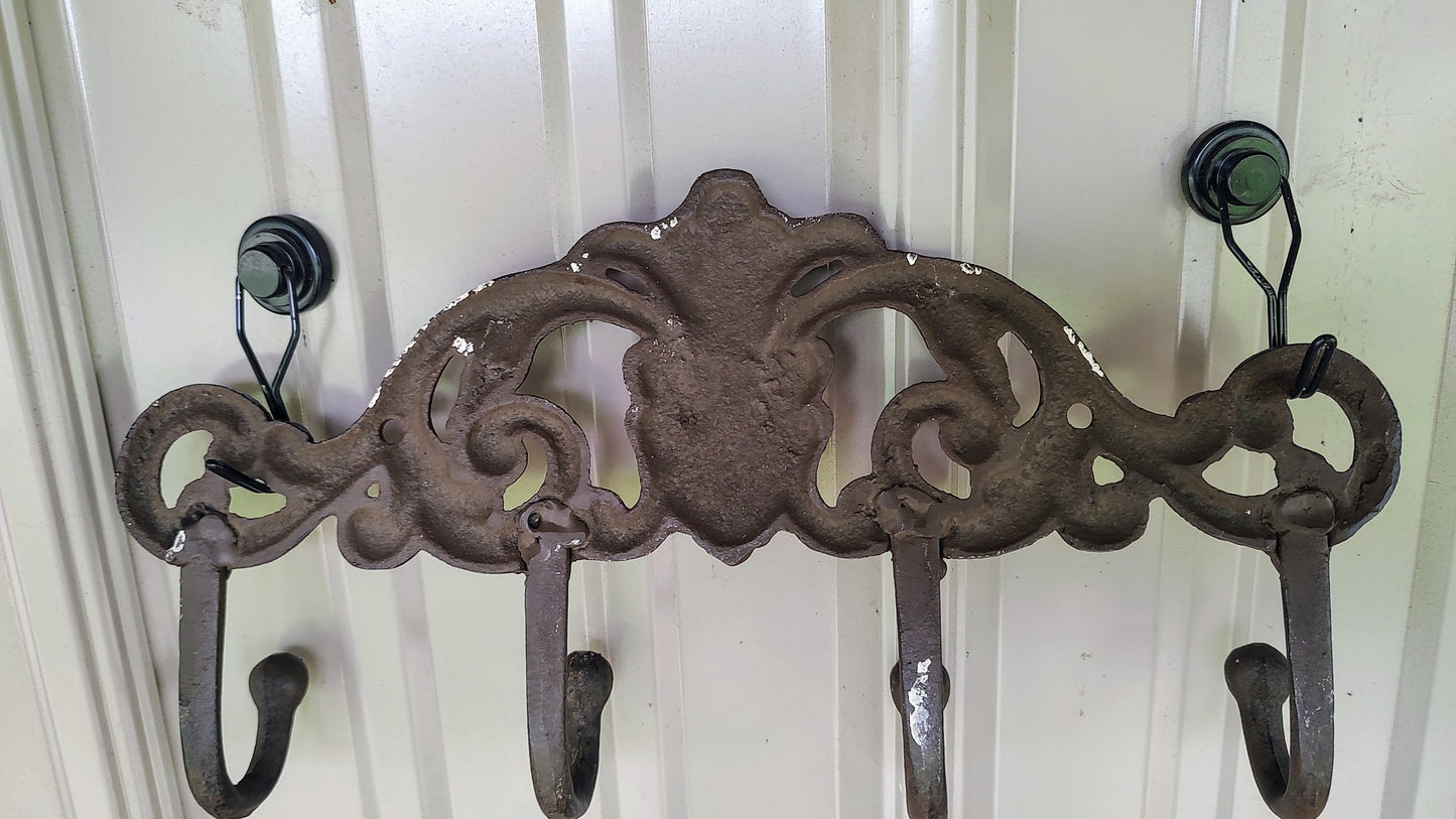 Cast Iron Four Hook Wall Hanging