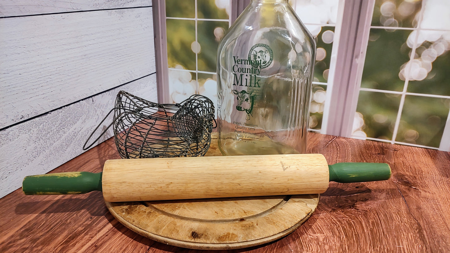 Green Handled Vintage Rolling Pin