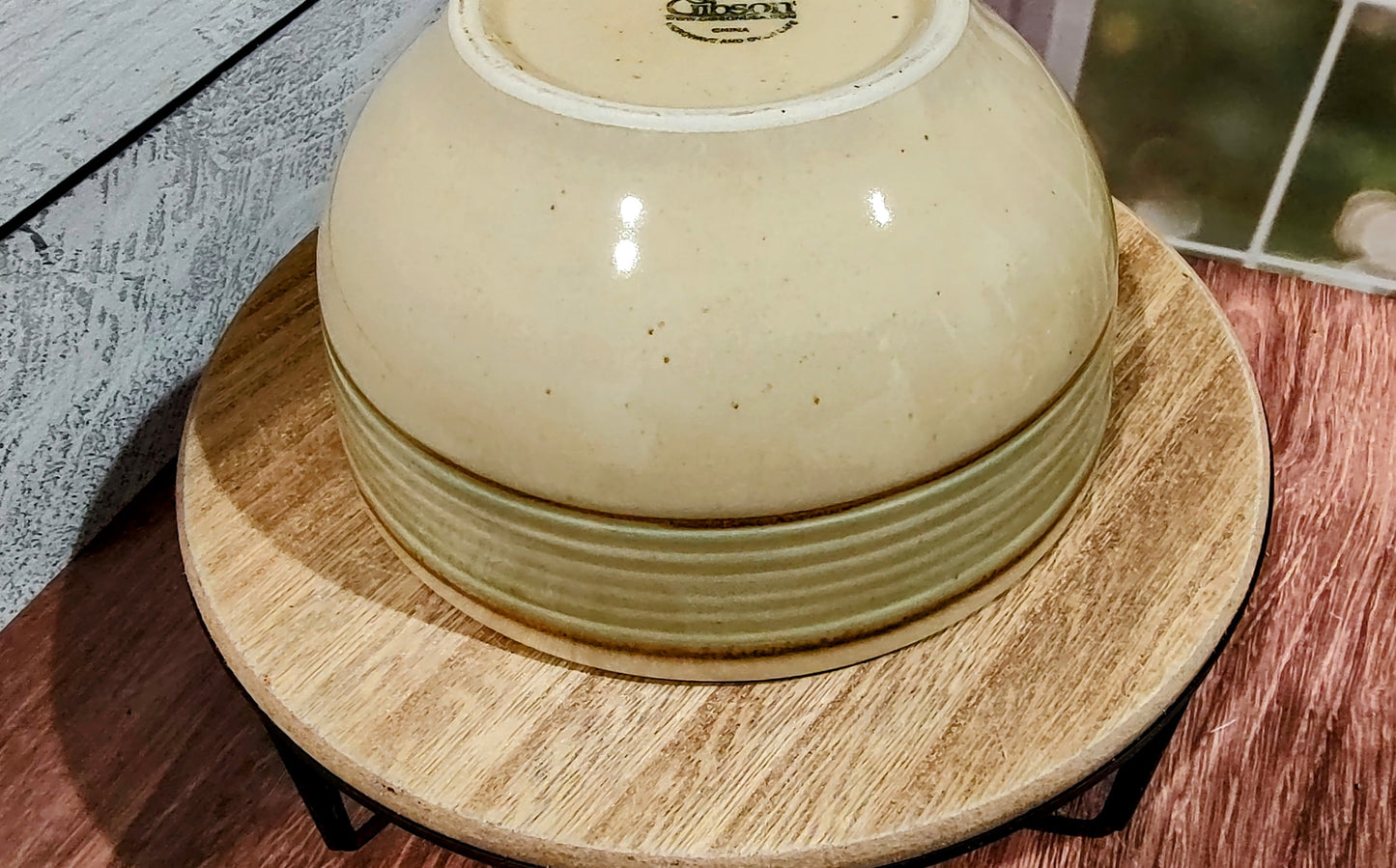Gibson Retreat Green Pattern Cereal, Serving, Mixing Bowl