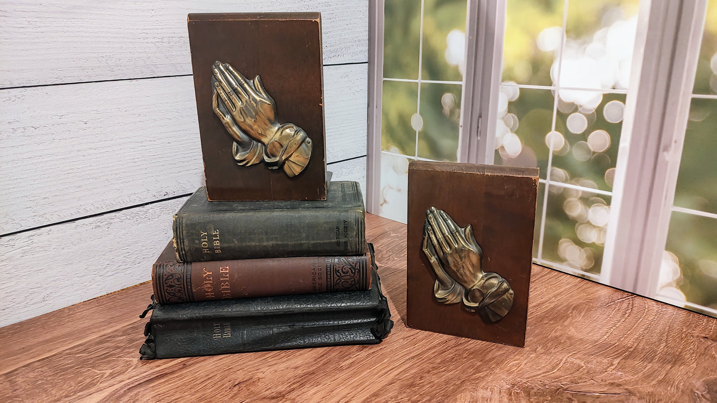 Vintage Praying Hands Bookends