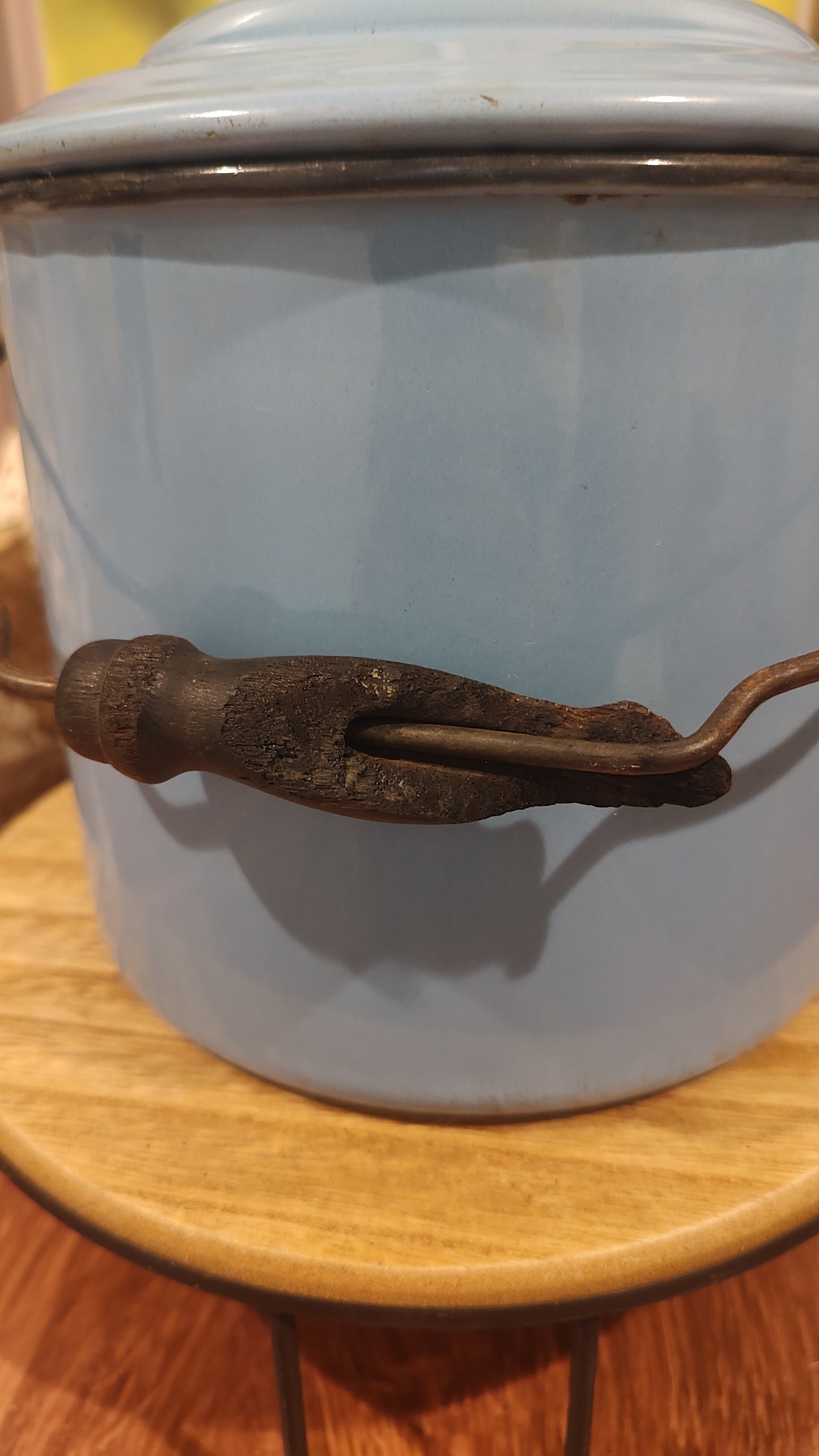 Light Blue Enamel Pot with Lid
