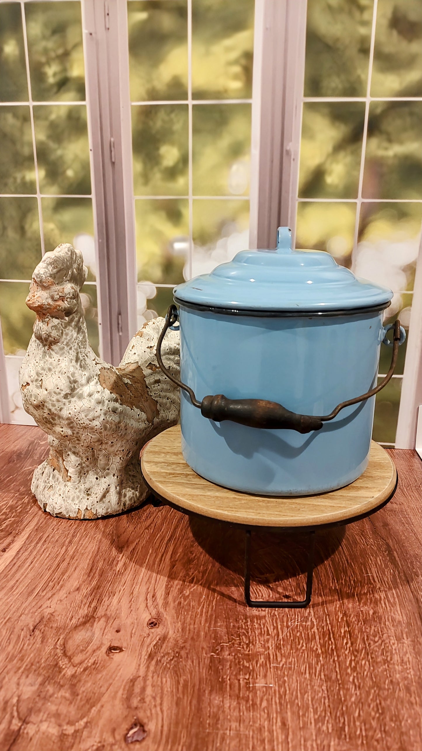 Light Blue Enamel Pot with Lid