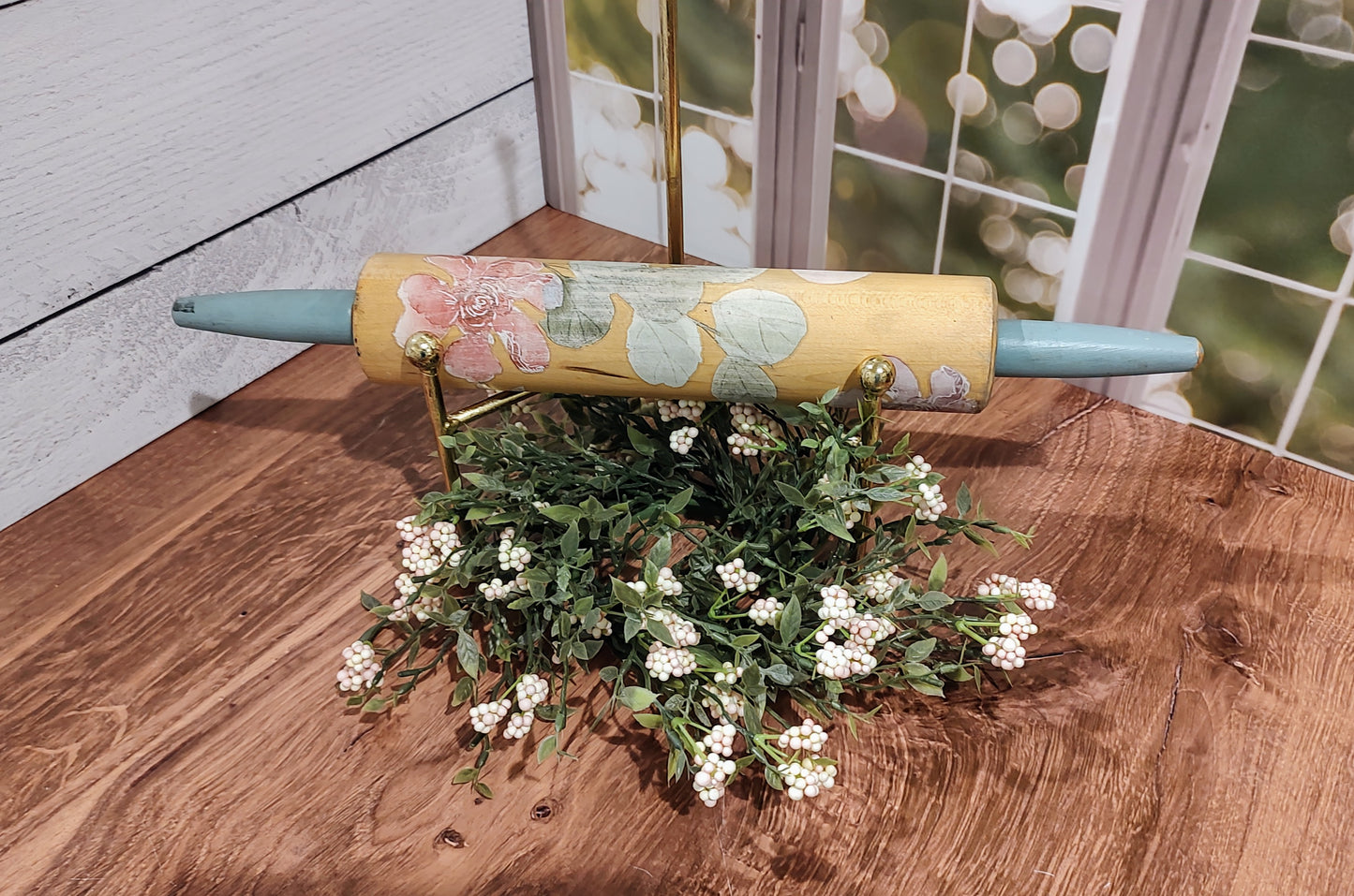 Vintage Rolling Pin with IOD Floral Transfers