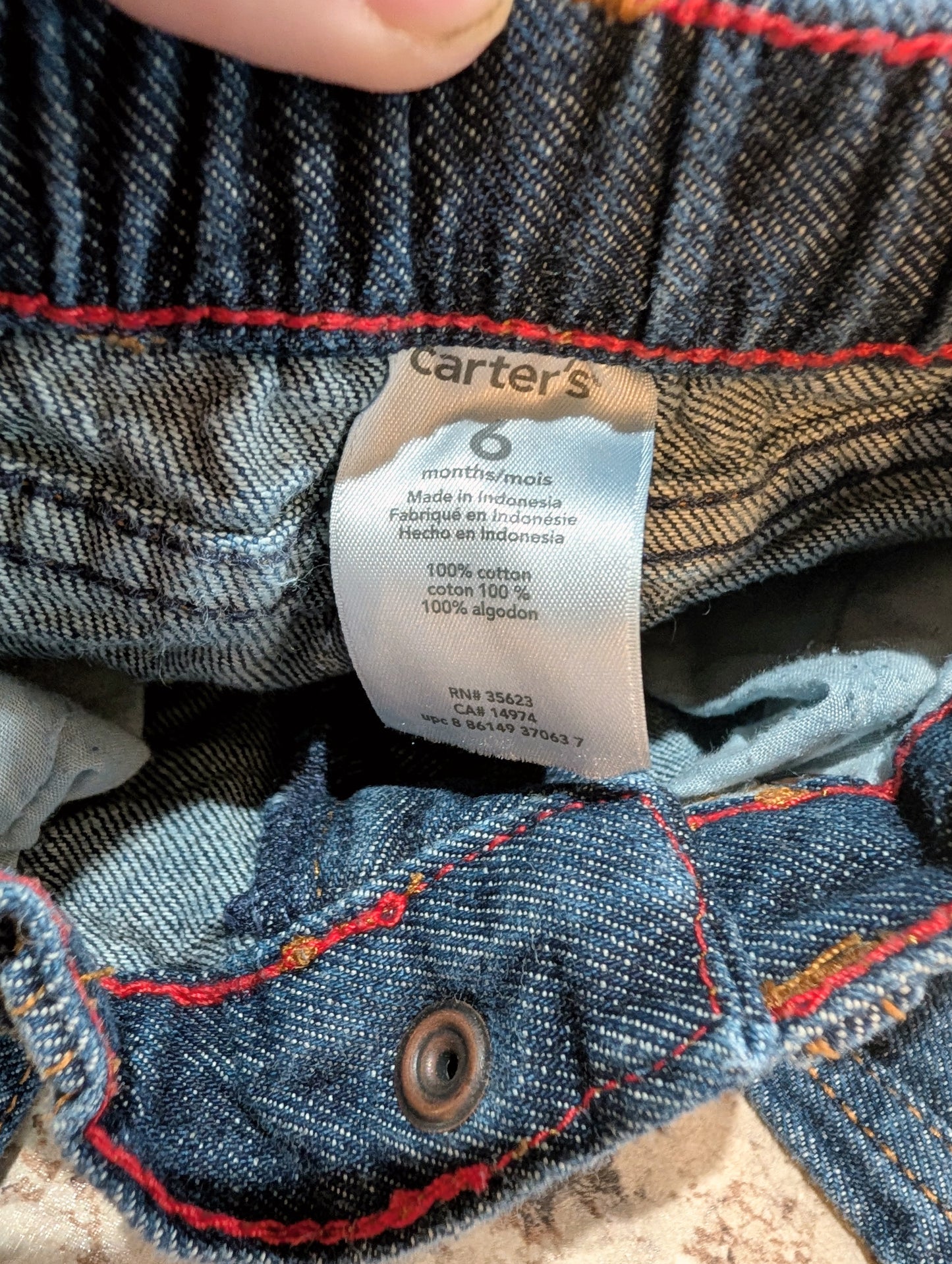 Carter Brand Boys Jeans 6 Mos