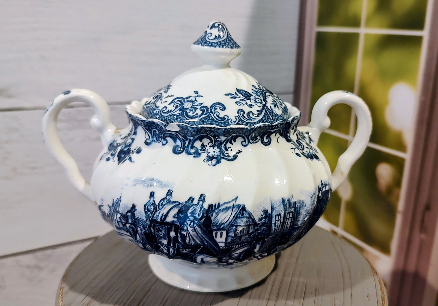 Large Johnsons Bros Coaching Scenes Sugar Dish