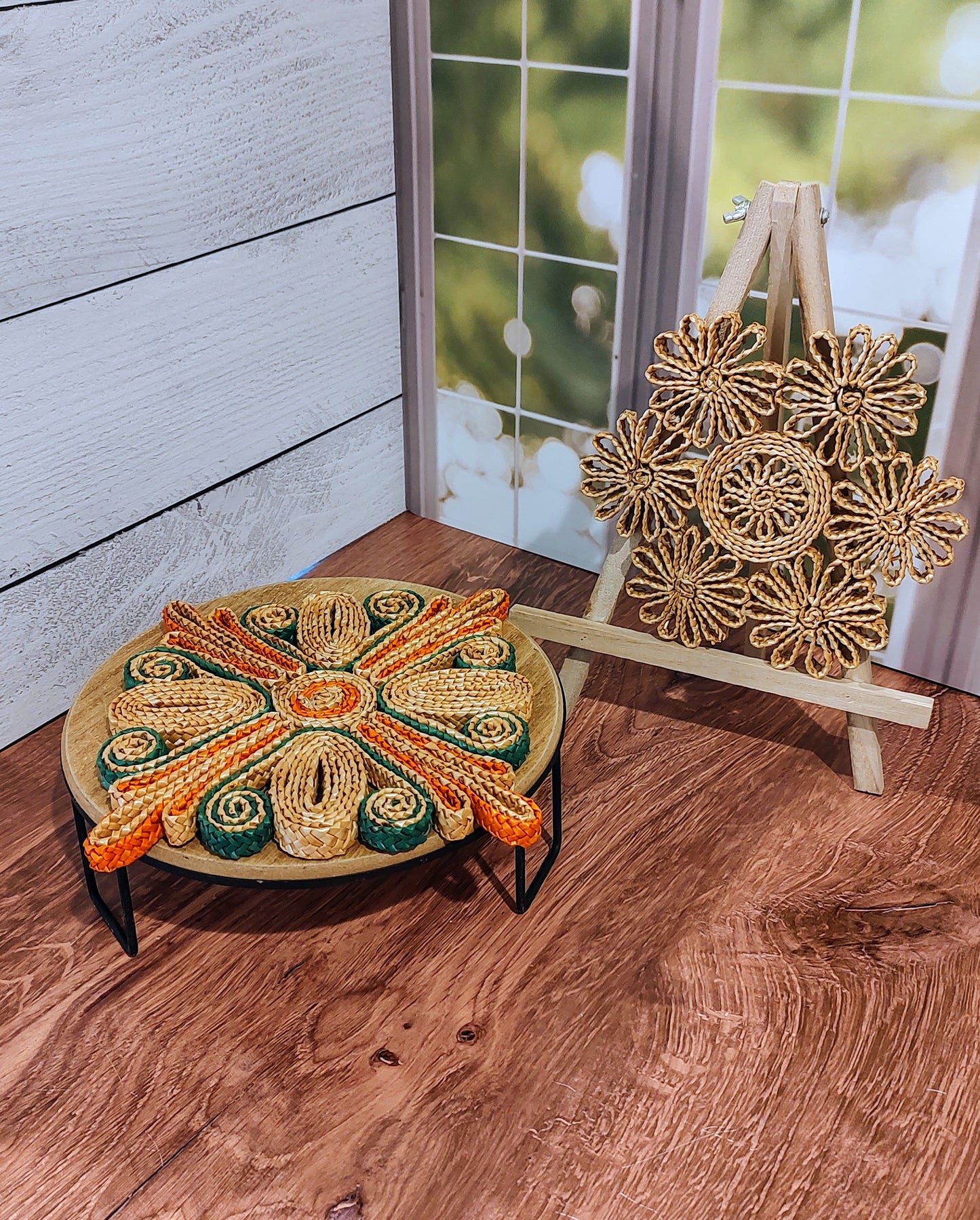 Vintage Rattan Wicker Trivets (Pair)