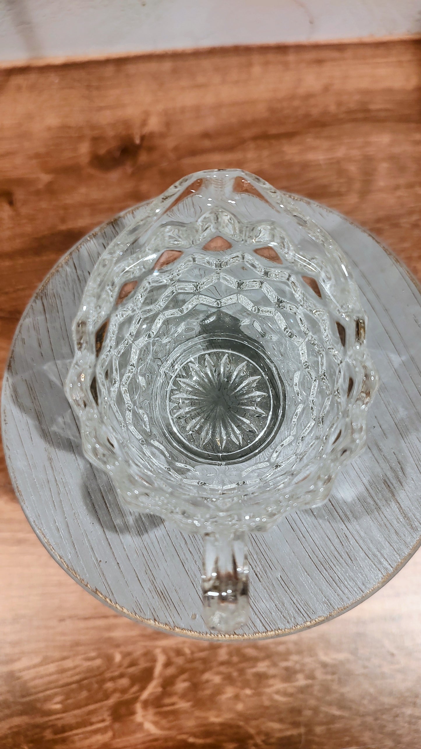 Mini Fostoria Cube Diamond Glass Creamer