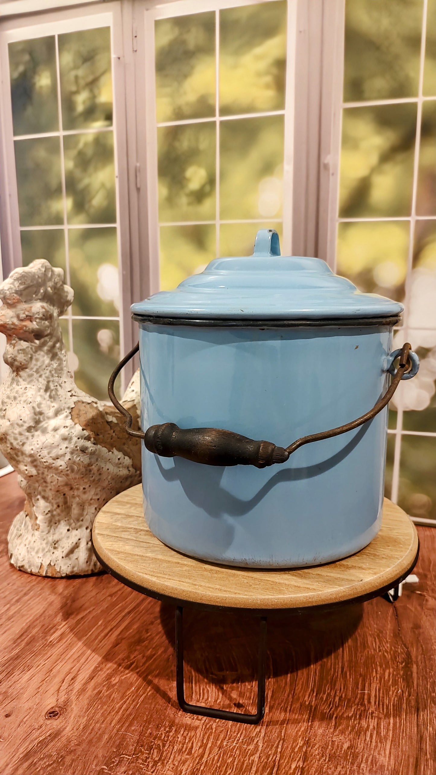 Light Blue Enamel Pot with Lid
