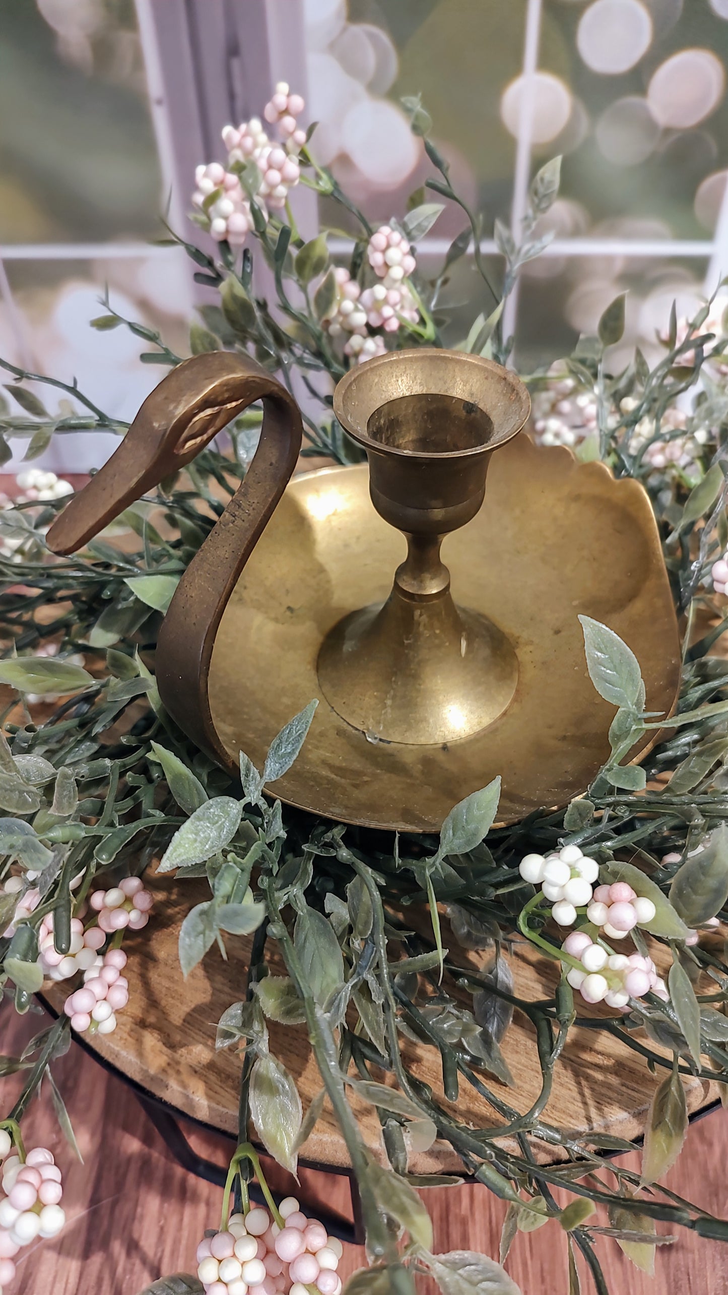 Brass Swan Candle Holder