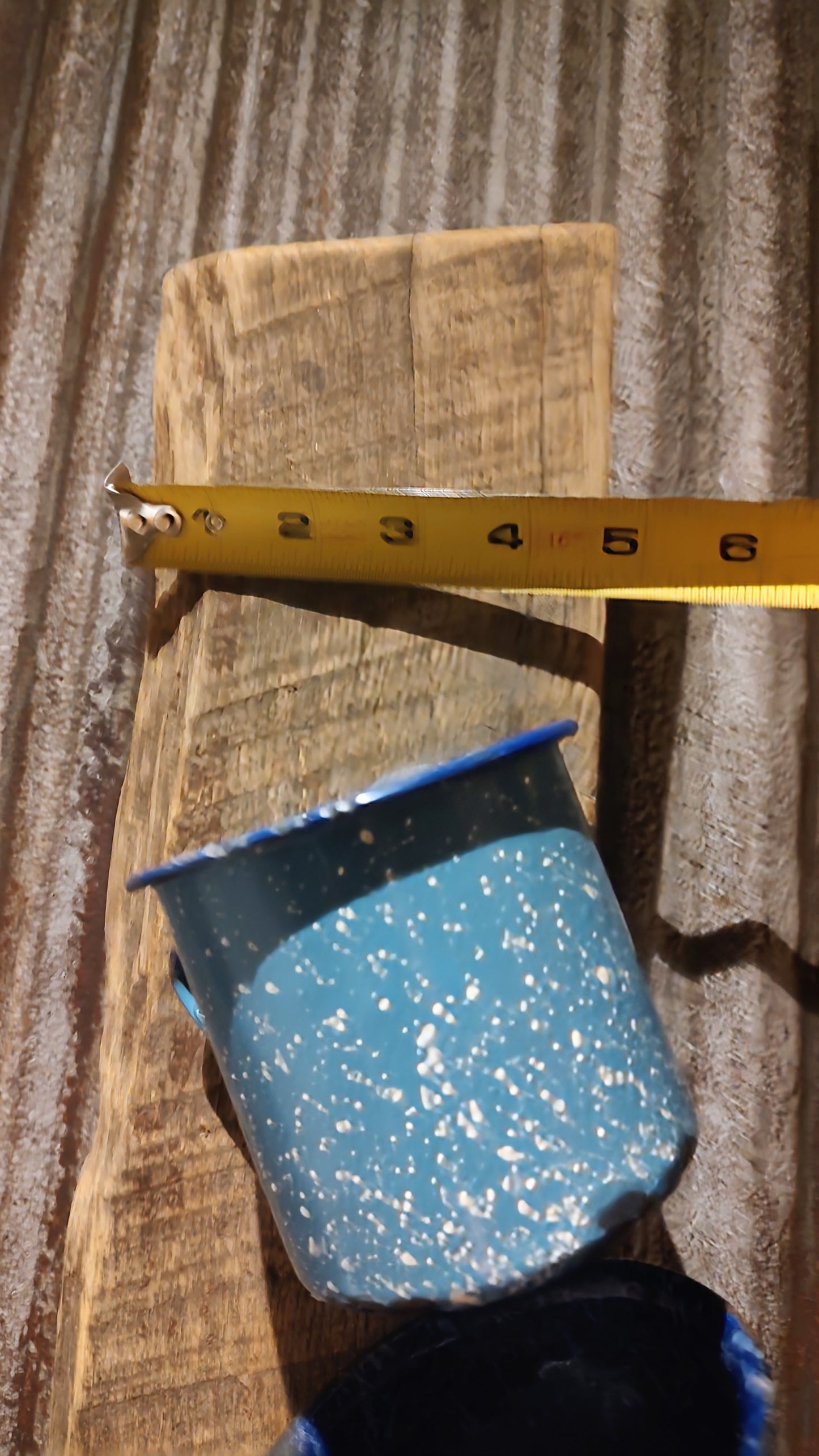 Repurposed Scrap Wood Wall Decor w/Enamel Mugs