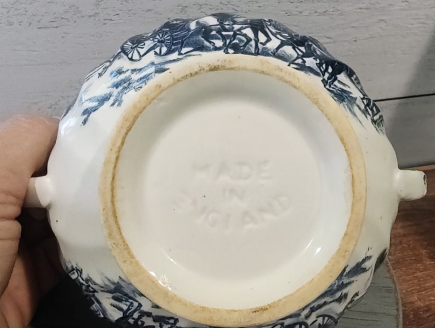 Large Johnsons Bros Coaching Scenes Sugar Dish