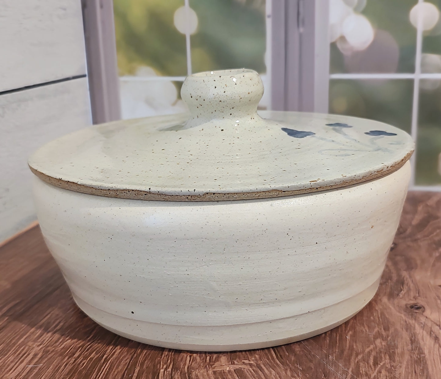 Hand Thrown/Hand Painted Hobbyist Pottery Dish with Lid