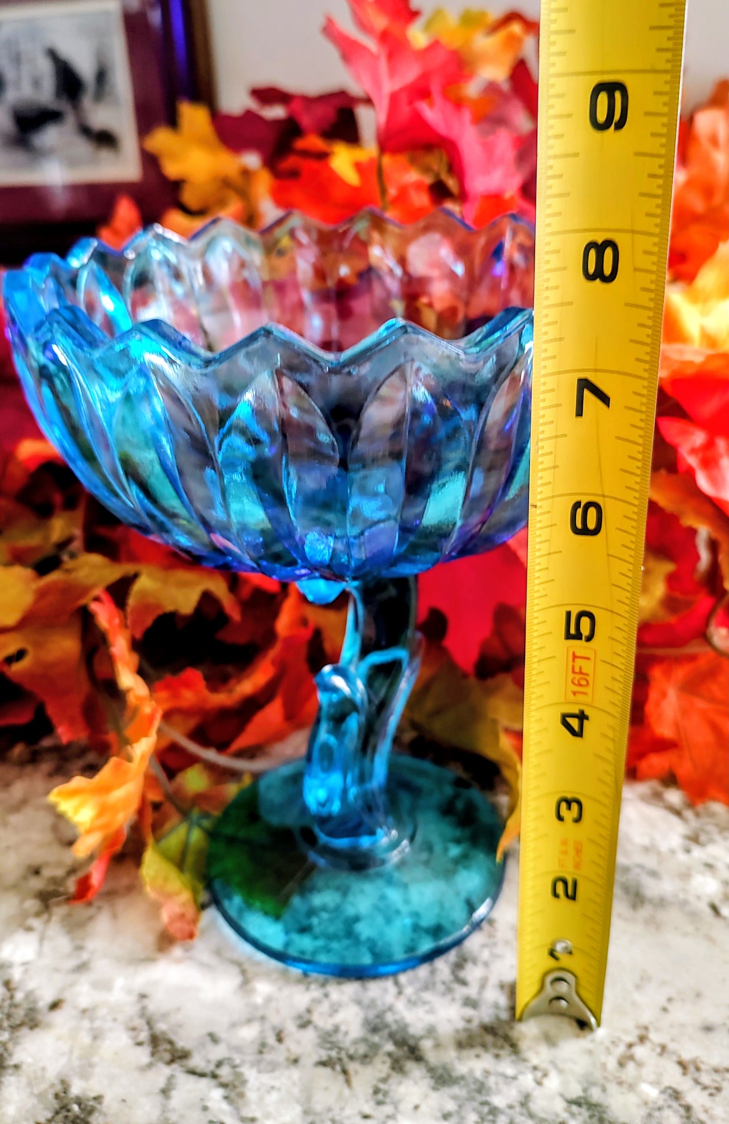 Vintage Blue Indiana Glass Lotus Blossom