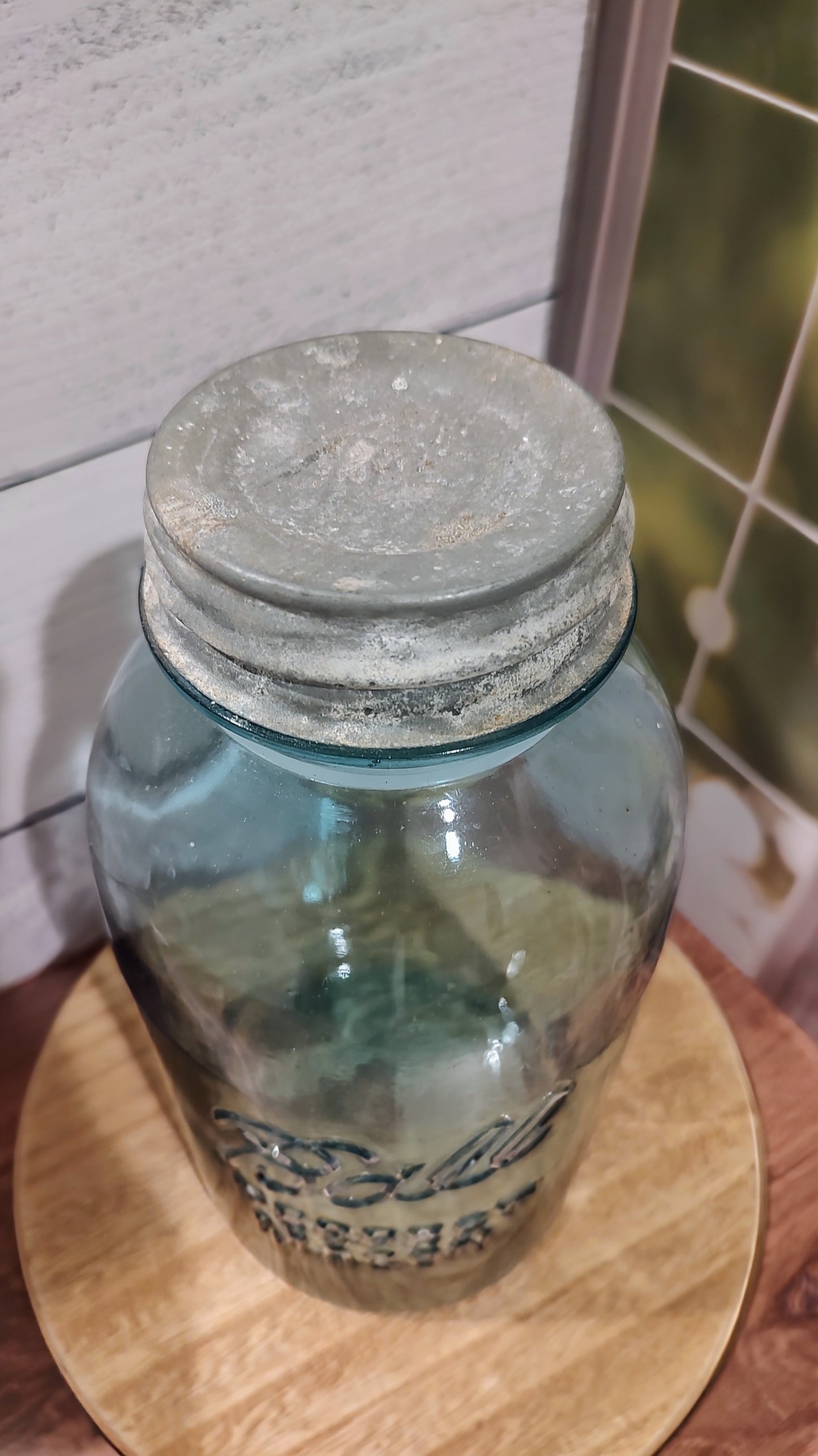 Antique/Vintage 1/2 Gallon Blue Ball Jar
