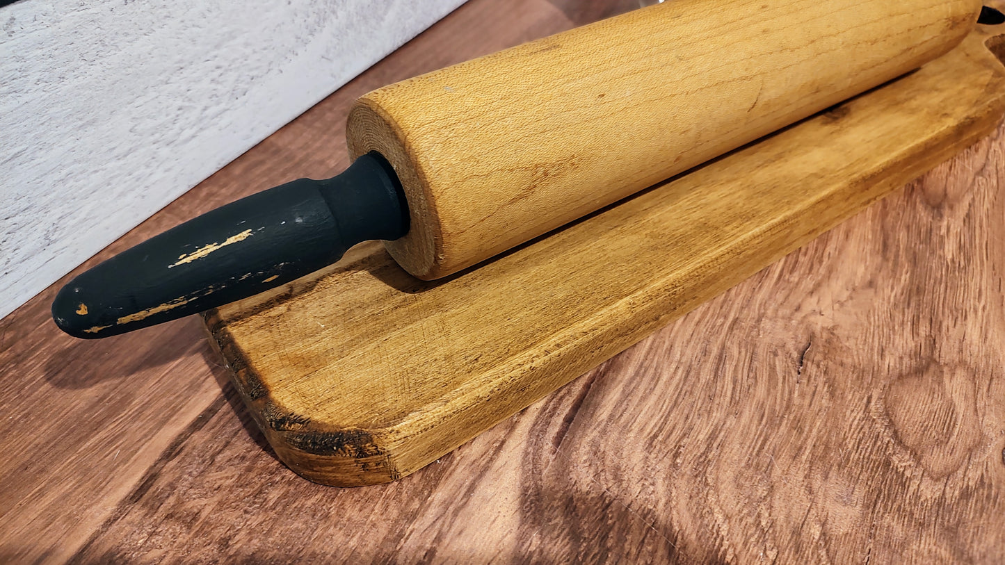 Vintage Rolling Pin with Black Handles