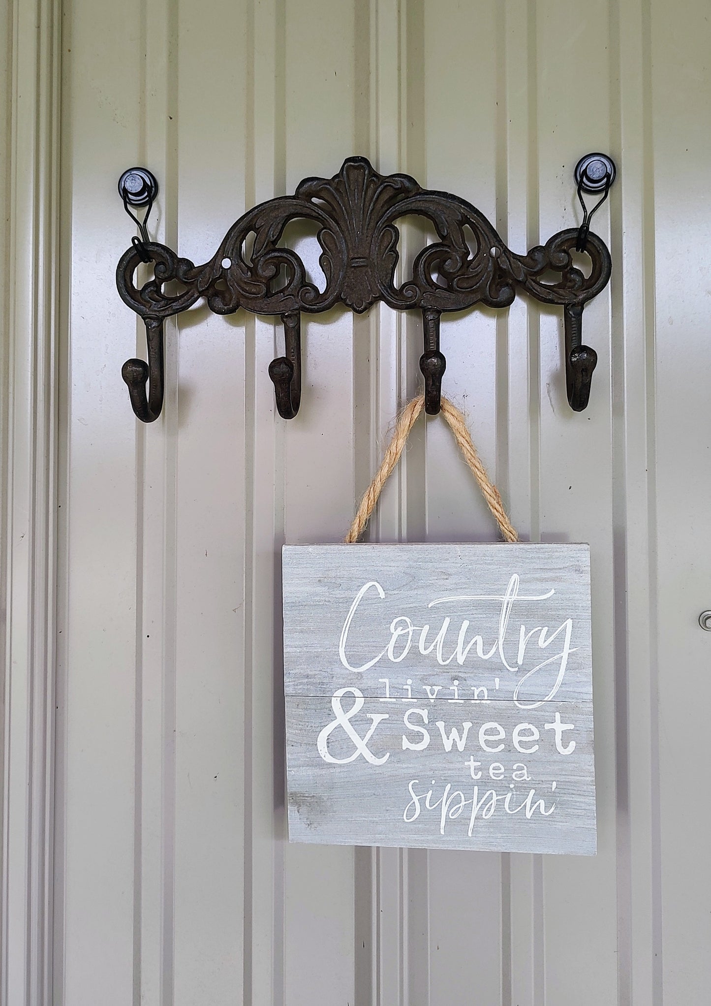 Cast Iron Four Hook Wall Hanging
