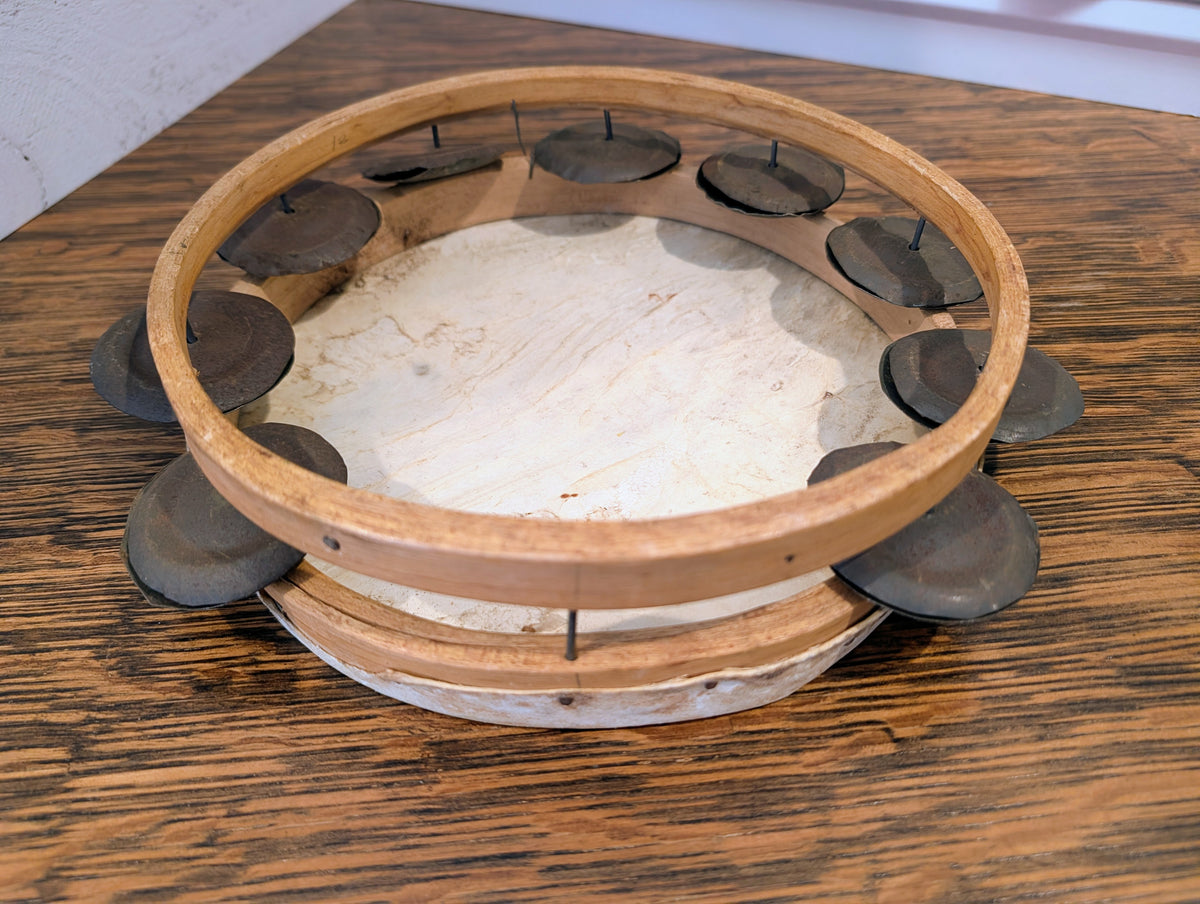 Handmade Wood & Hide  Tambourine