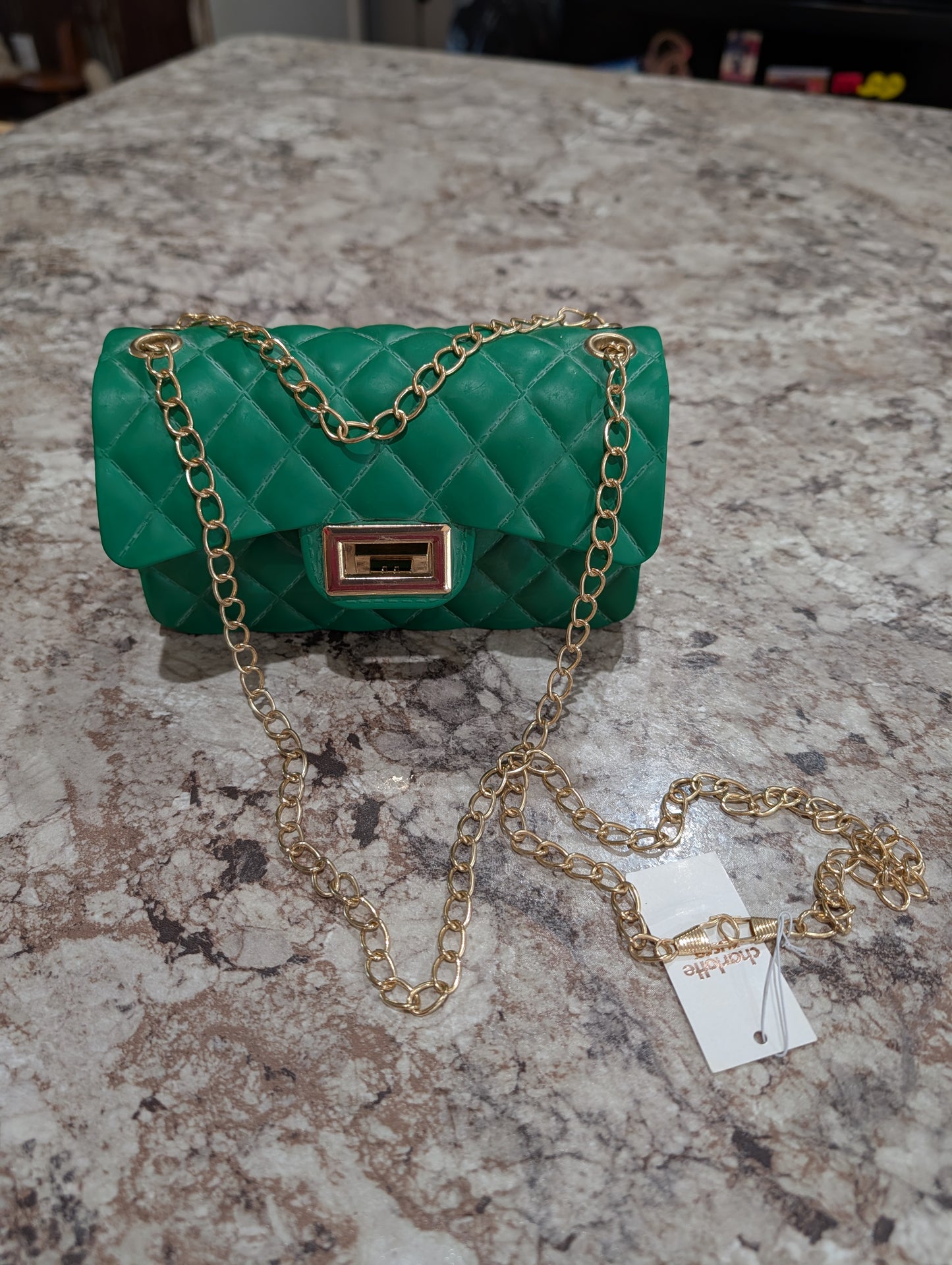 Charlotte Russe PVC Purse with Gold Chain Strap/Crossbody
