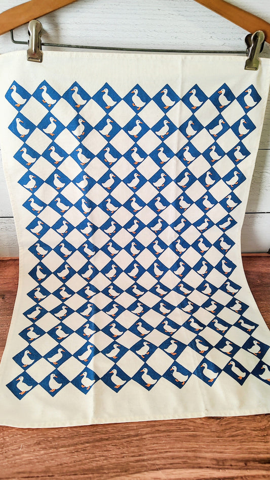 Vintage Blue and White Duck Dish Towel (Trivet Sold Separately)