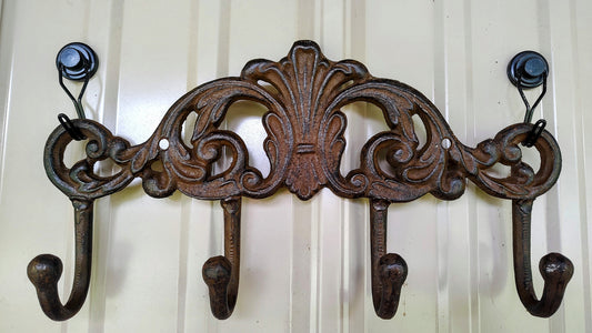 Cast Iron Four Hook Wall Hanging