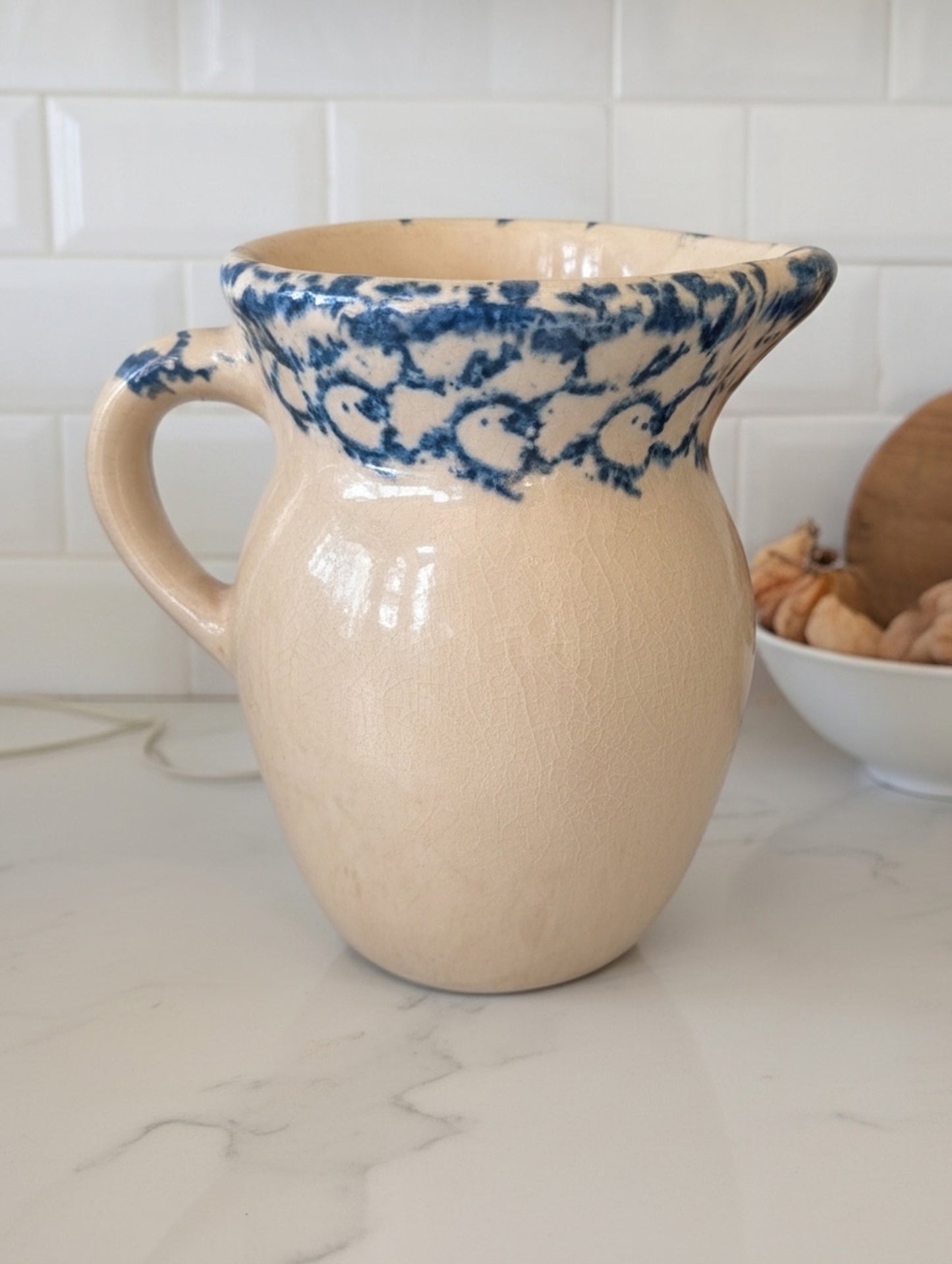 Roseville, Ohio Vintage Stoneware Creamer 1 Pint Pitcher