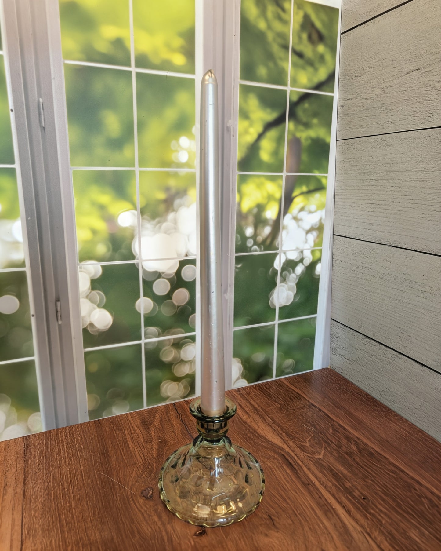 Hazel - Atlas Green Glass Candle Holder
