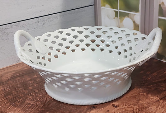 White Lattice Ceramic Fruit Bowl