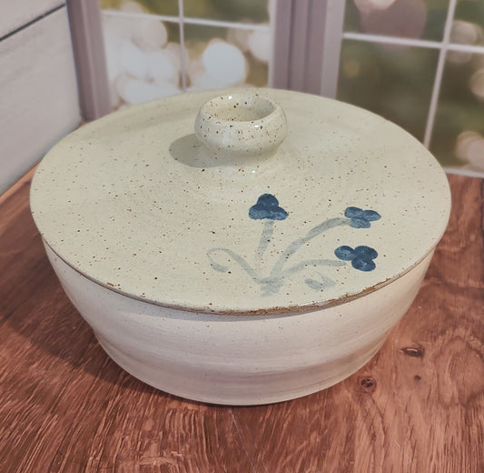 Hand Thrown/Hand Painted Hobbyist Pottery Dish with Lid